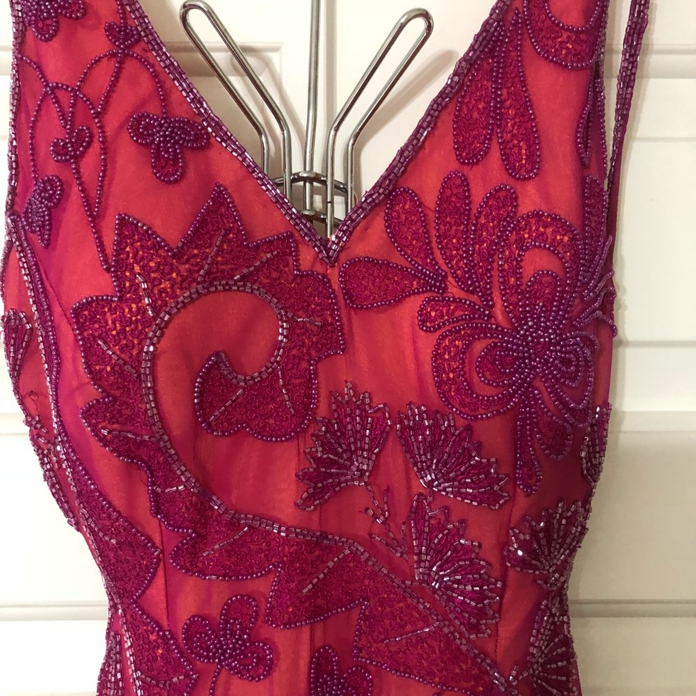 NWT Cache Pink Orange beaded prom dress gown